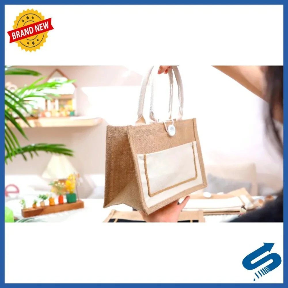 Reusable Jute Tote Bags Classic Minimal Eco-Friendly Wedding Gift Beach